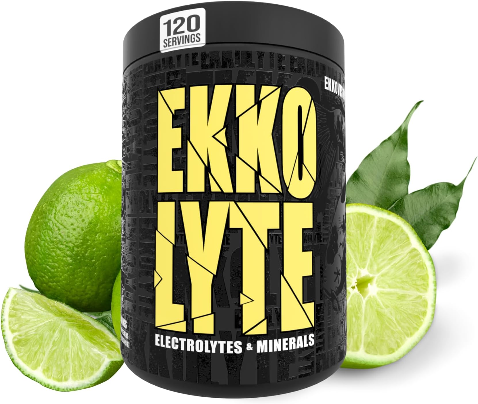 Ekkolyte Electrolytes & Minerals Powder, 50 MG Vitamin C & 155 MG Magnesium for Hydration Support, Essential Electrolytes for Women & Men, Lemon Lime Flavored Electrolyte Mix, 120 Servings