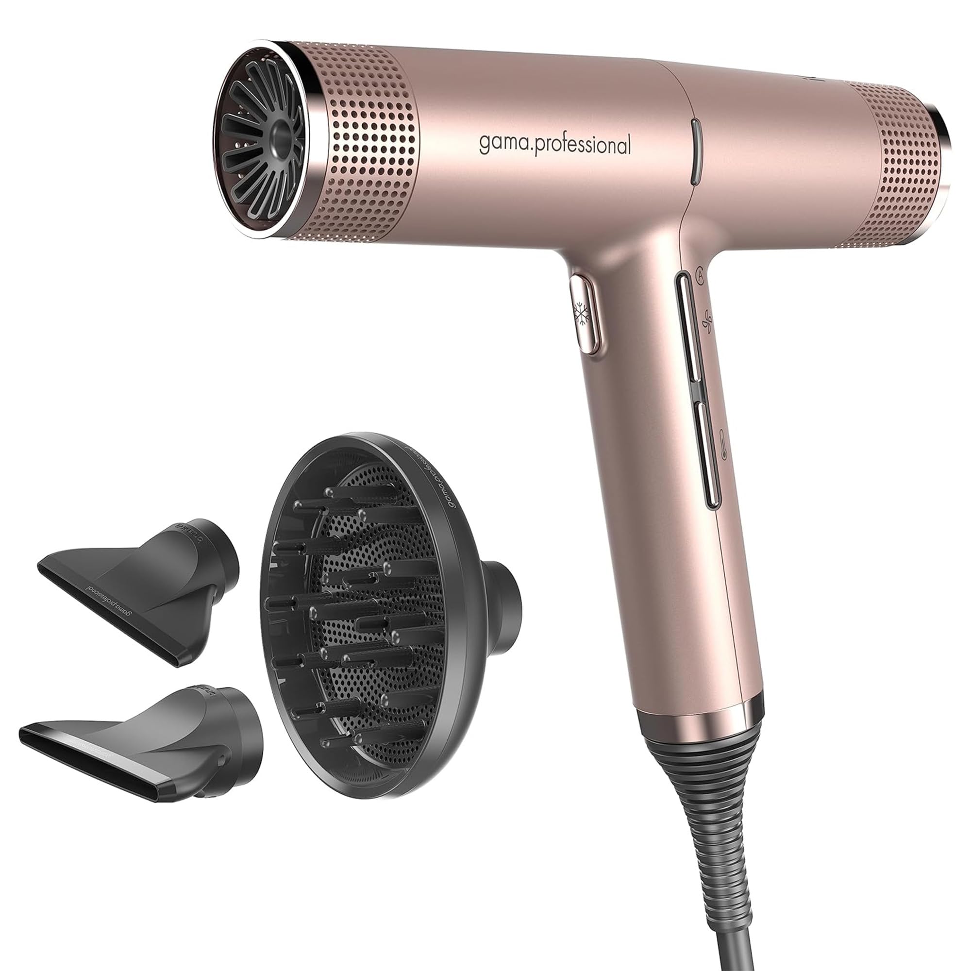GA.MA Italy Professional, iQ Perfect Hair Dryer, sèche-cheveux ultraléger avec moteur intelligent sans balais, technologie Oxy-Active pour des cheveux brillants, puissance 1600 W, Gold Rose