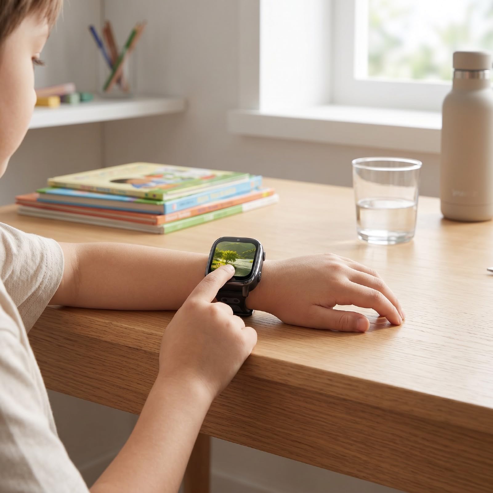 SENECESLI Smartwatch per Bambini 4G LTE con Videochiamata, Orologio Tracker per Bambini Touchscreen da 1,83 Pollici, Posizione LBS e Allarme SOS, modalità Aula per la Scuola, Resistente (BLACK)