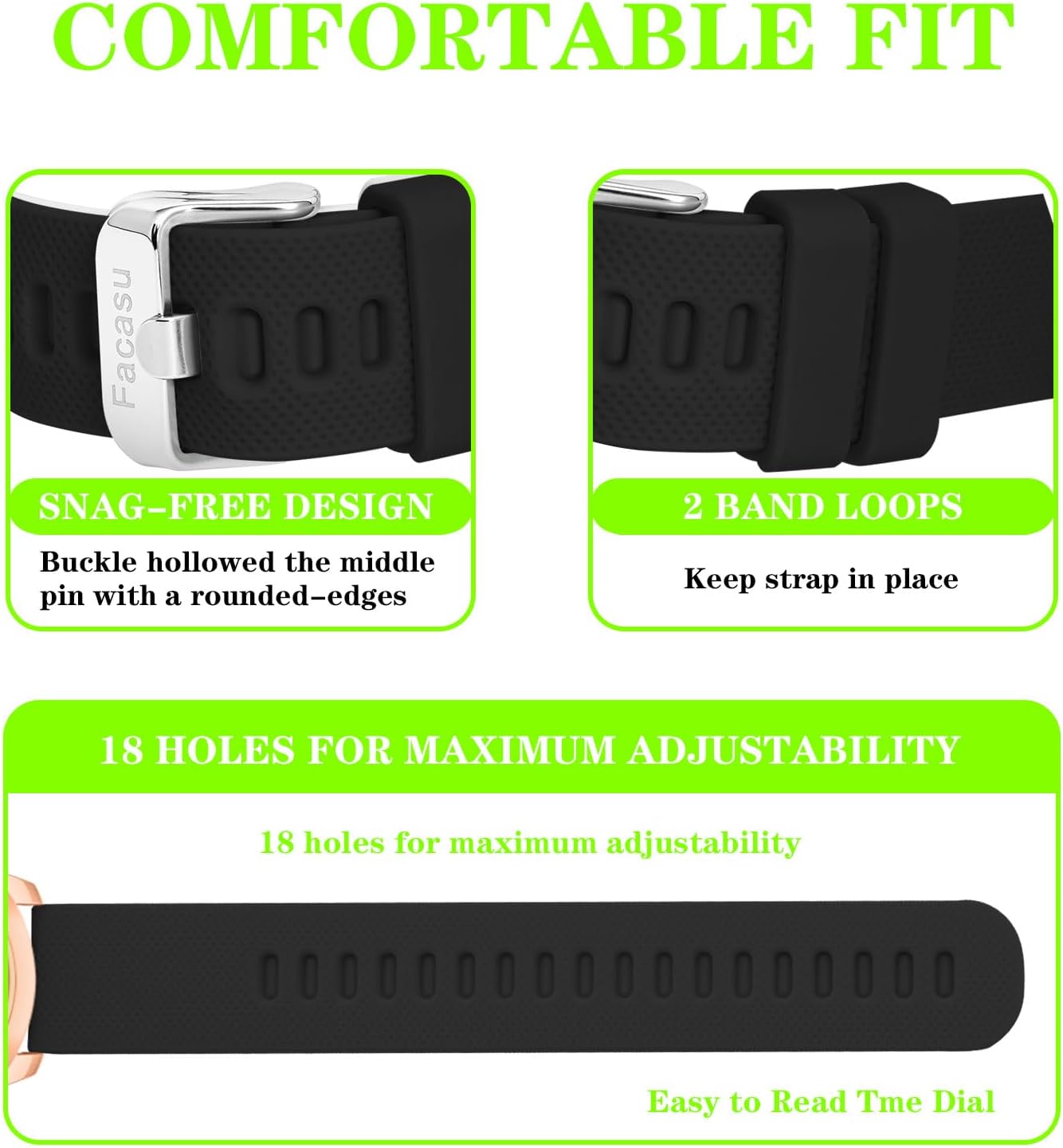 Analog Watch for Girls Ladies,Waterproof Simple Casual Luminous Dial Quartz Watch with Comfortable Soft Strap Easy to Read for Teen Girls Student Ages 12+ (Black-R) - Image 6