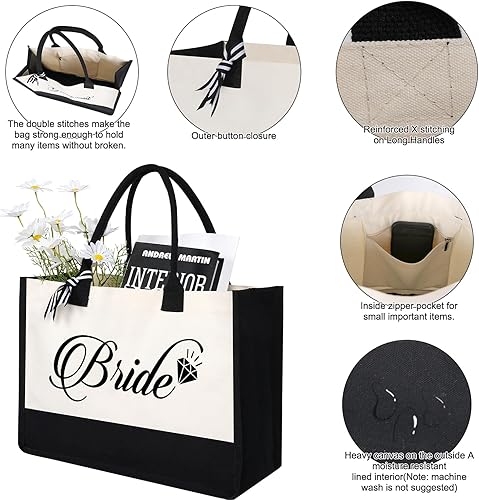 Miniatura 2 de AYGE Canvas Tote Bag, Makeup Bag, Gifts for Bridesmaid, Maid of Honor, Bride, Mother of The Bride, Mrs Gifts