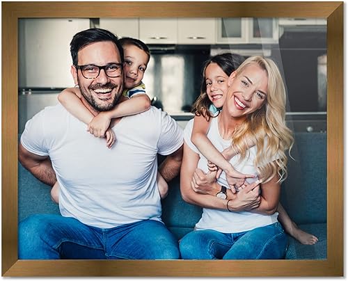 Miniatura 5 de Marco de fotos de bronce dorado de 32 x 40 pulgadas, marco de fotos moderno incluye protector contra roturas de acrílico UV, tablero de respaldo de