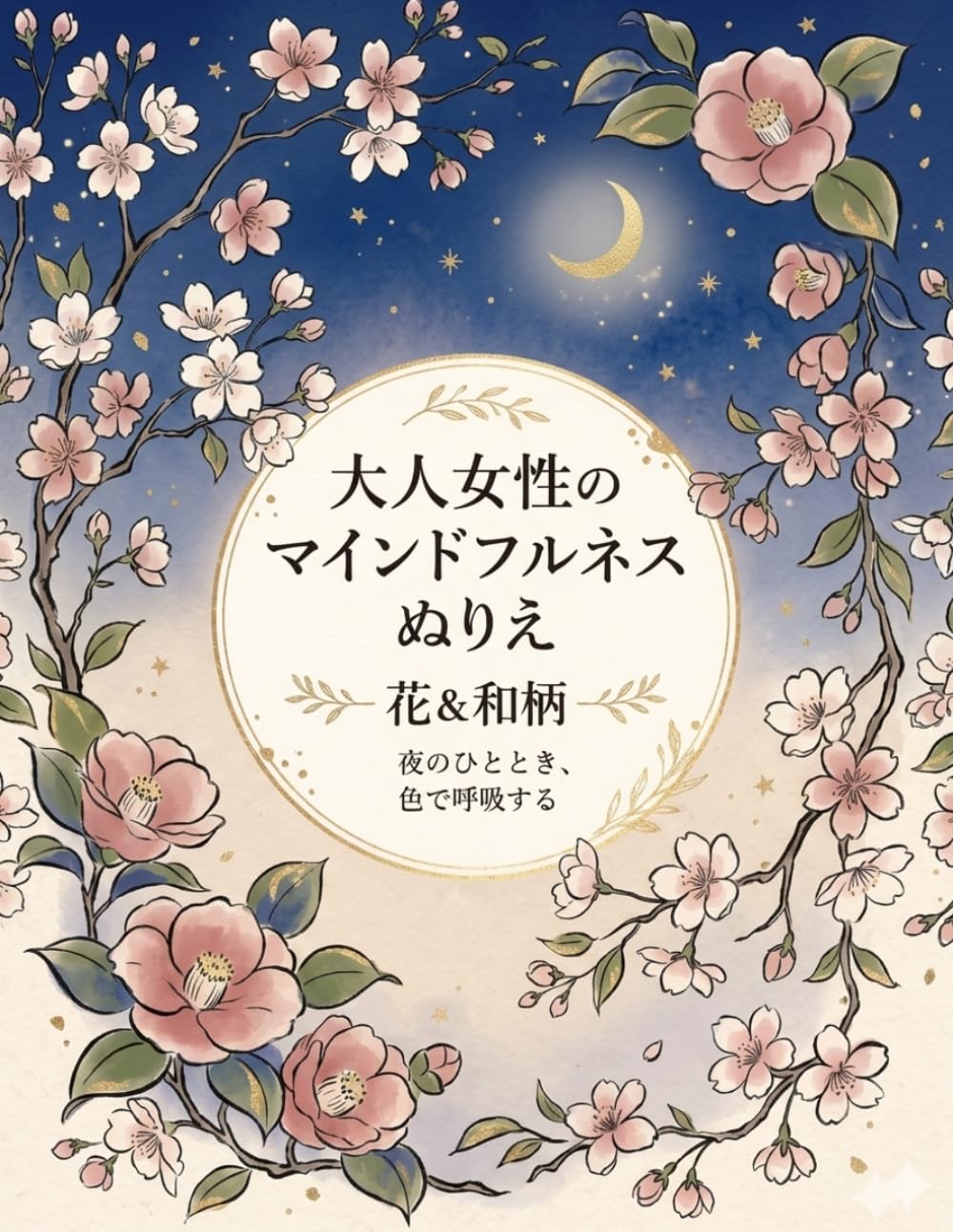 大人女性のマインドフルネスぬりえ　花＆和柄: 夜のひととき、色で呼吸する