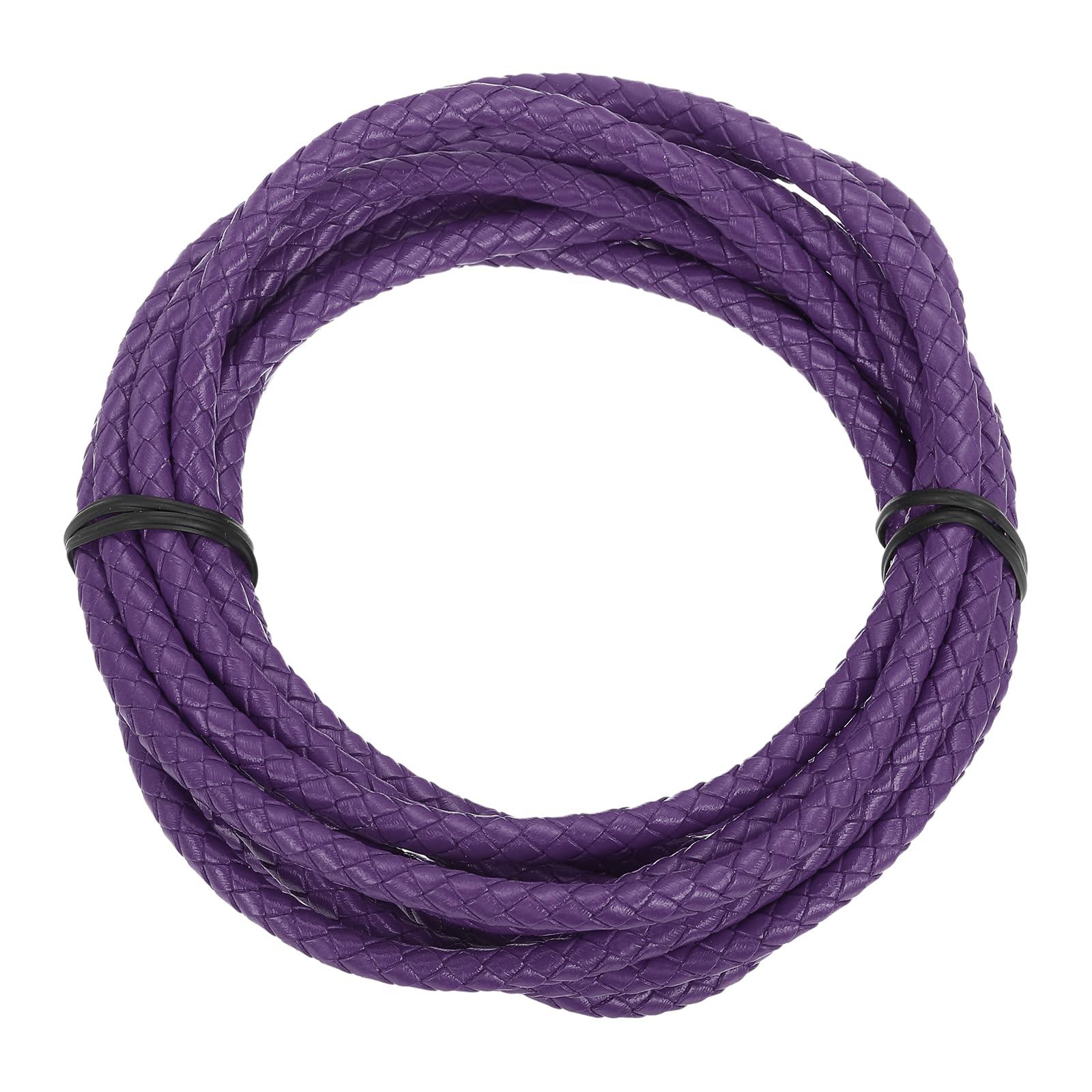sourcing map 3.3 Yards Bolo Tie Cord 5mm Diameter Round Braided Leather Strip 3 Meters Long for Bracelet Necklace Beading, Dark Purple
