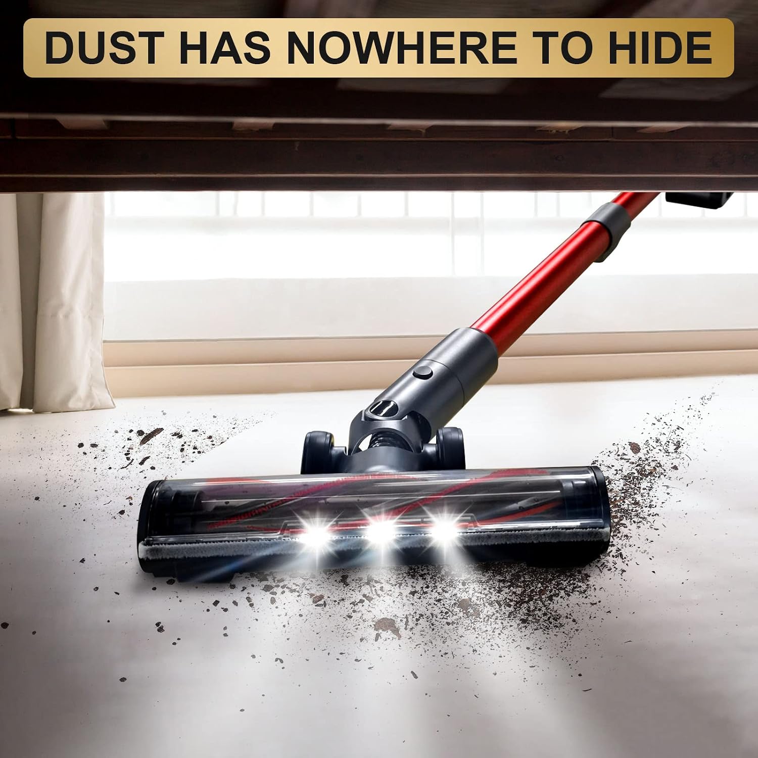 EIOEIR Cordless Stick Vacuum LED Touch Control, 23KPa 450W Brushless Motor, Lightweight Cordless Vacuum, 55 Minutes Run-Time, 7 Cleaning Modes for Hardwood Floors, Carpet, Pet Hair