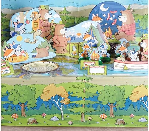 Miniatura 2 de Beistle Woodland Friends - Manteles de mesa de plástico, suministros de fiesta de bosque para baby shower, cumpleaños y celebraciones temáticas al