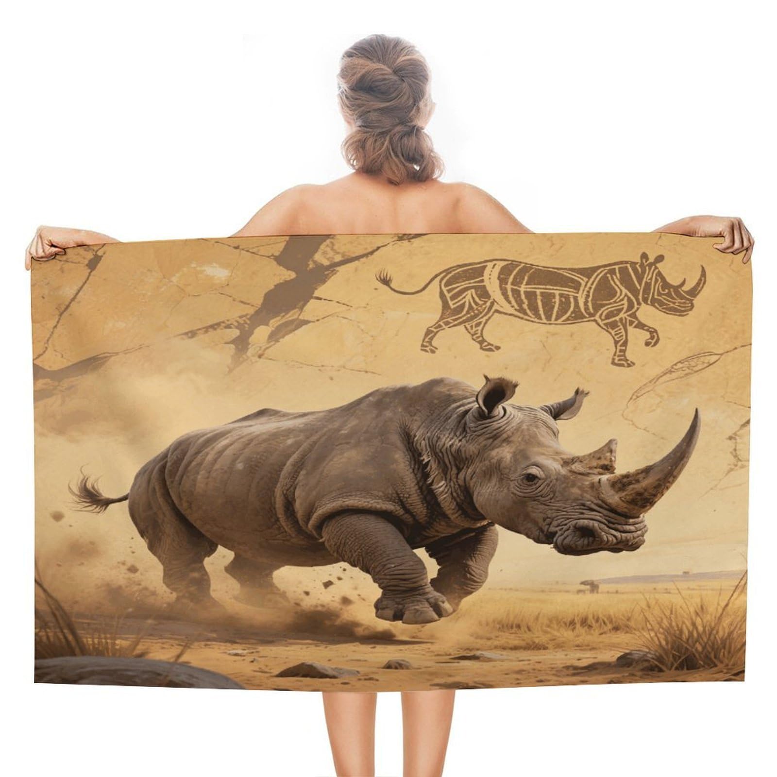 FekiLoot Rhino Beach Towel Absorbent & Quick Dry Pool Towels 31 X 51 Inches Extra Large Sandfree Beach Blanket Towels Soft Lightweight Travel Towel for Swim Yoga Camping
