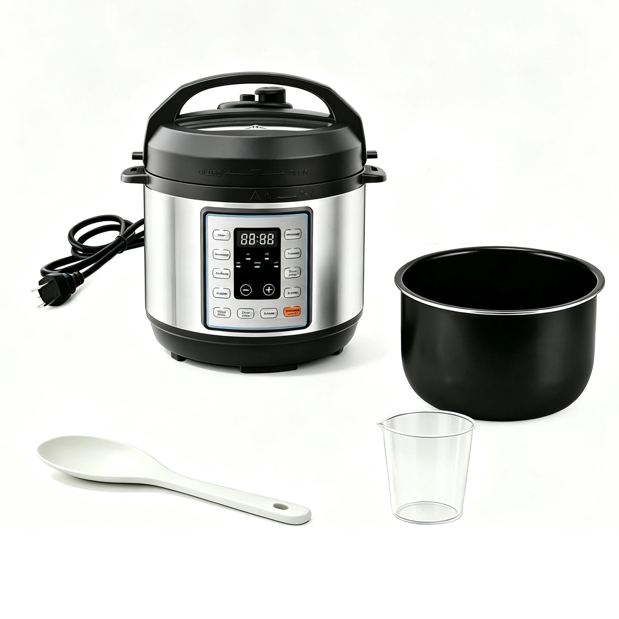 Simple Deluxe Electric Pressure Cooker 3Qt, 10 Presets Instant Multi Cooker, Olla de Presion Nonstick Pot 3 Quarts for Slow Cook, Rice Cook, Steam, Sauté, Canning, Yogurt Maker, Warm, Silver and Black