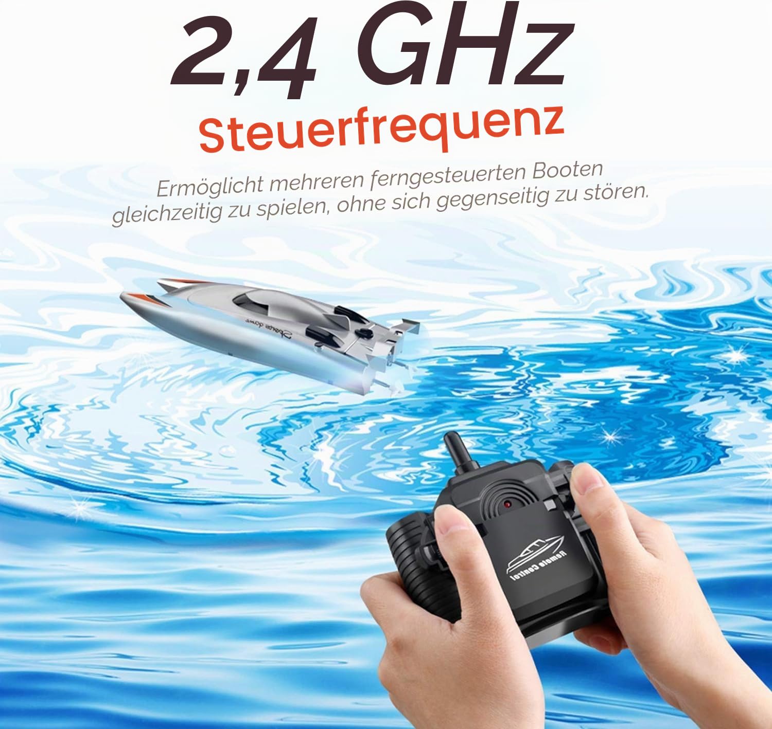 Goolsky RC Boote, 25 km/h Hochgeschwindigkeits-Rennboot 2-Kanal-Fernbedienungsboote für Pools