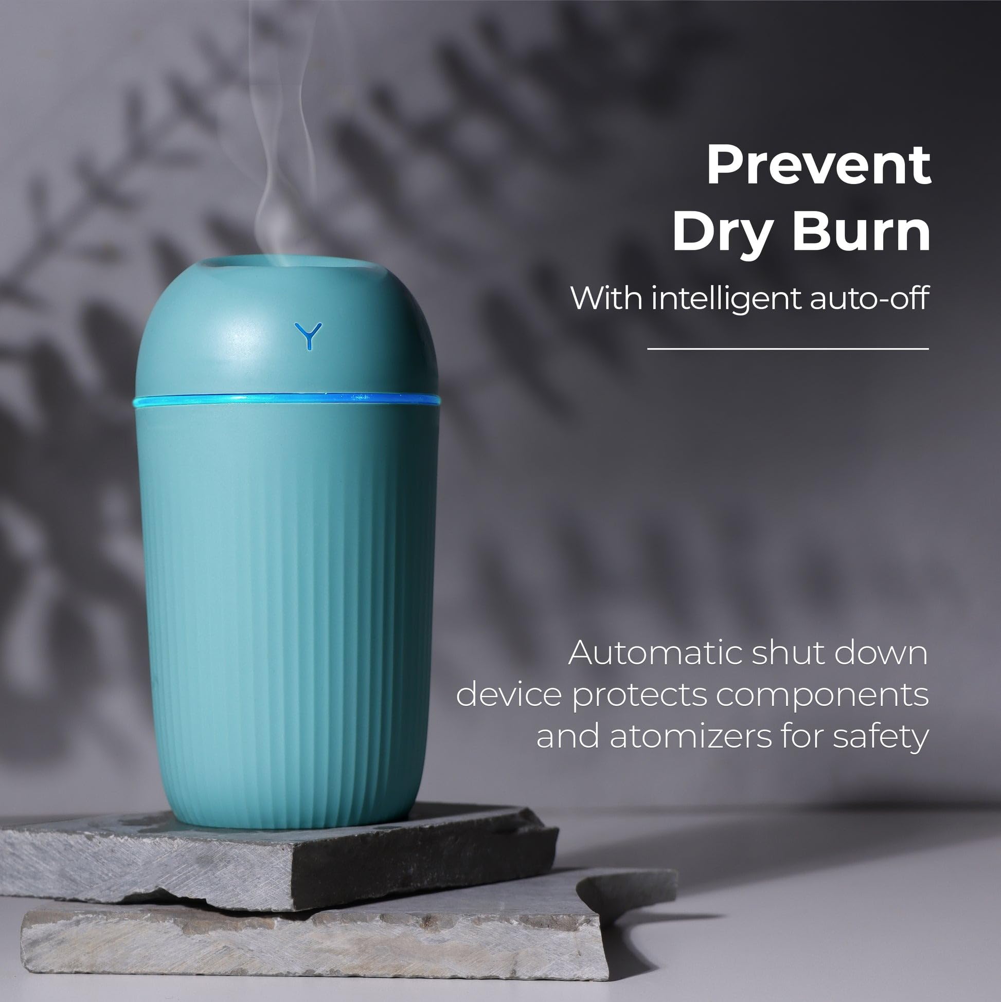 mobigon Wood Cool Mist Ultrasonic Humidifier for Room Moisture, Aroma Diffuser for Home, 400ml Essential Oil Diffuser with 7 Colorful Night Light, Auto Shut-Off, Home, Office, (Turquize)