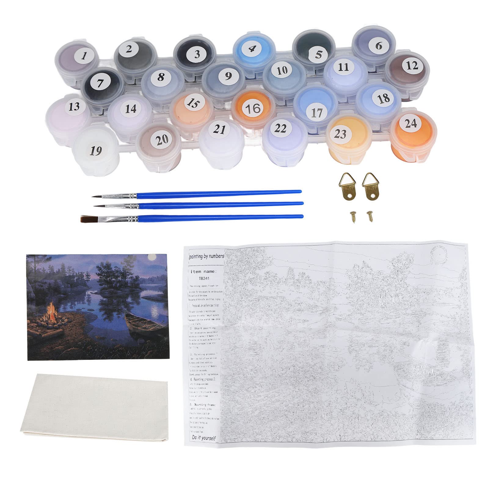 Akozon Peinture par Numéros pour Adultes et Enfants Débutants, 40 X 50 Cm, Nuit au Clair de Lune, Lac Paisible, Kit de Peinture à l'huile sur Lin de qualité Supérieure, activité Familiale,