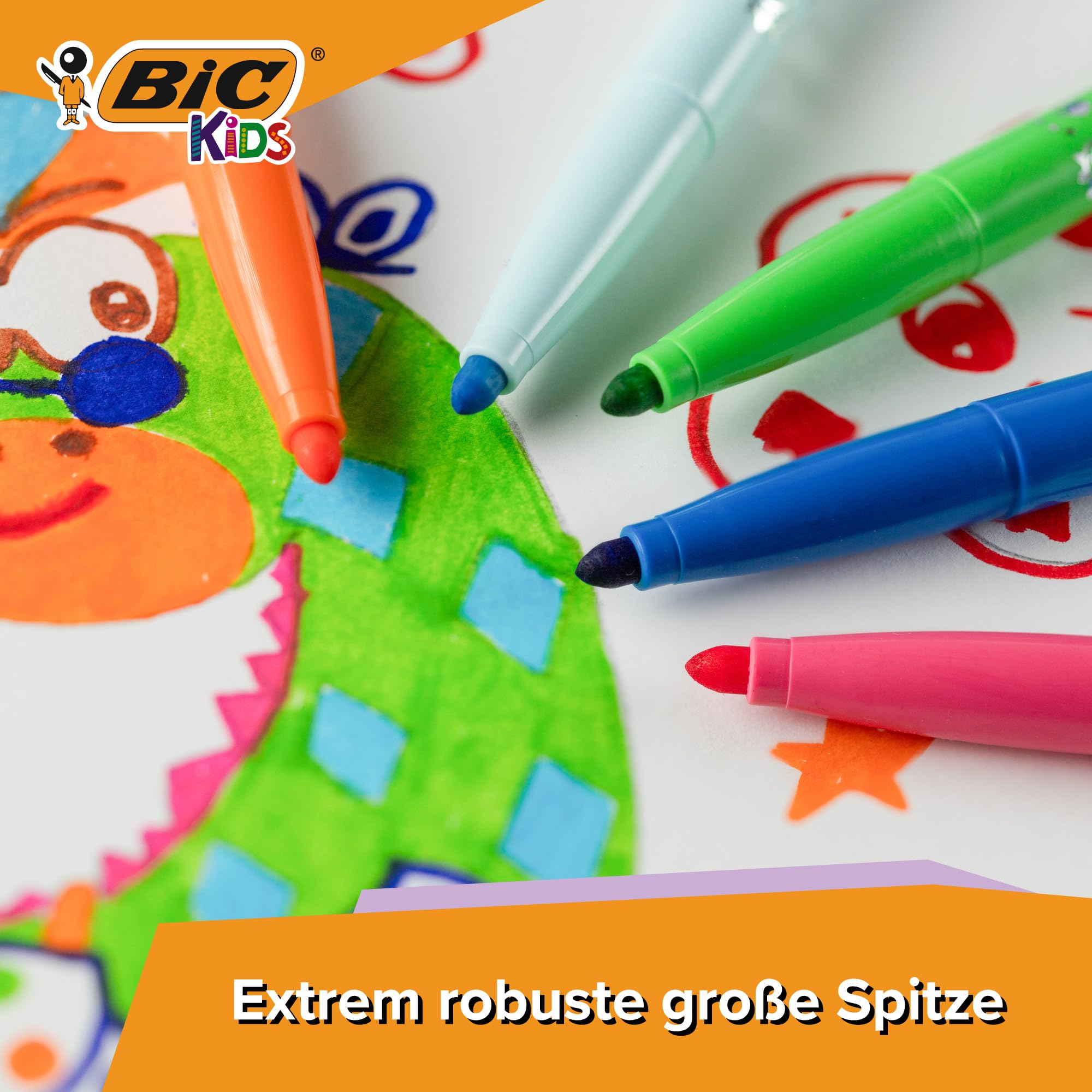 BIC Kids Filzstifte Set Visacolor XL, Fasermaler zum Malen in 12 Farben, 144 Stifte, auswaschbar, für Kinder ab 3