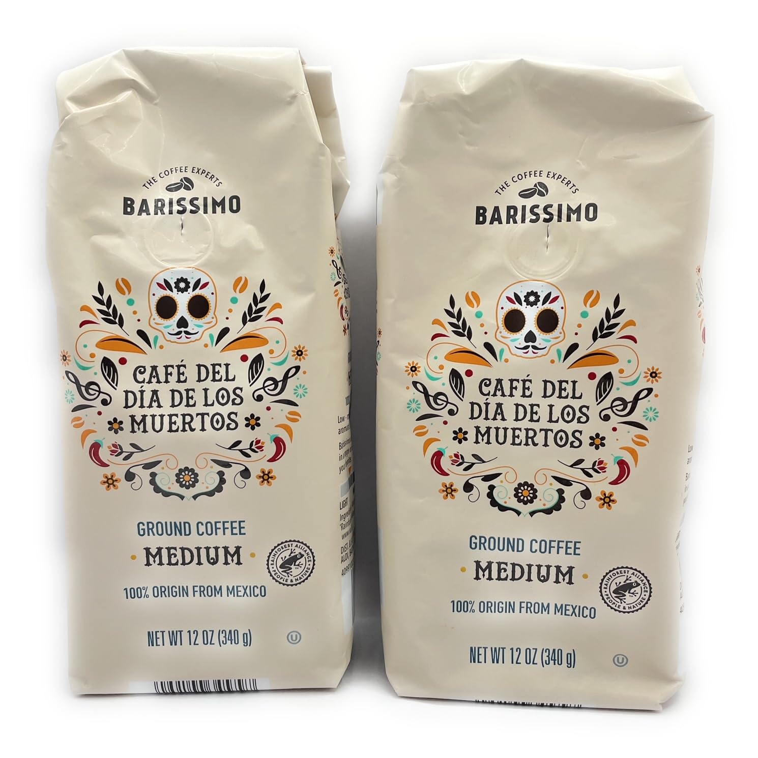 Cafe Del Dia De Los Muertos Medium Roast Ground Coffee 12 oz (340 g) by Barissimo – (Pack of 2)