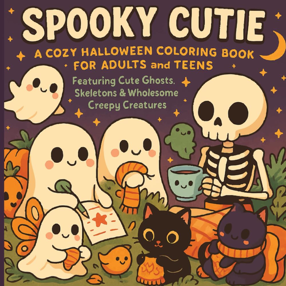 Spooky Cutie: A Cozy Halloween Coloring Book for Adults and Teens – Featuring Cute Ghosts, Skeletons, and Wholesome Creepy Creatures: Relaxing and ... Cozy Fall Vibes, and Cute Halloween Magic