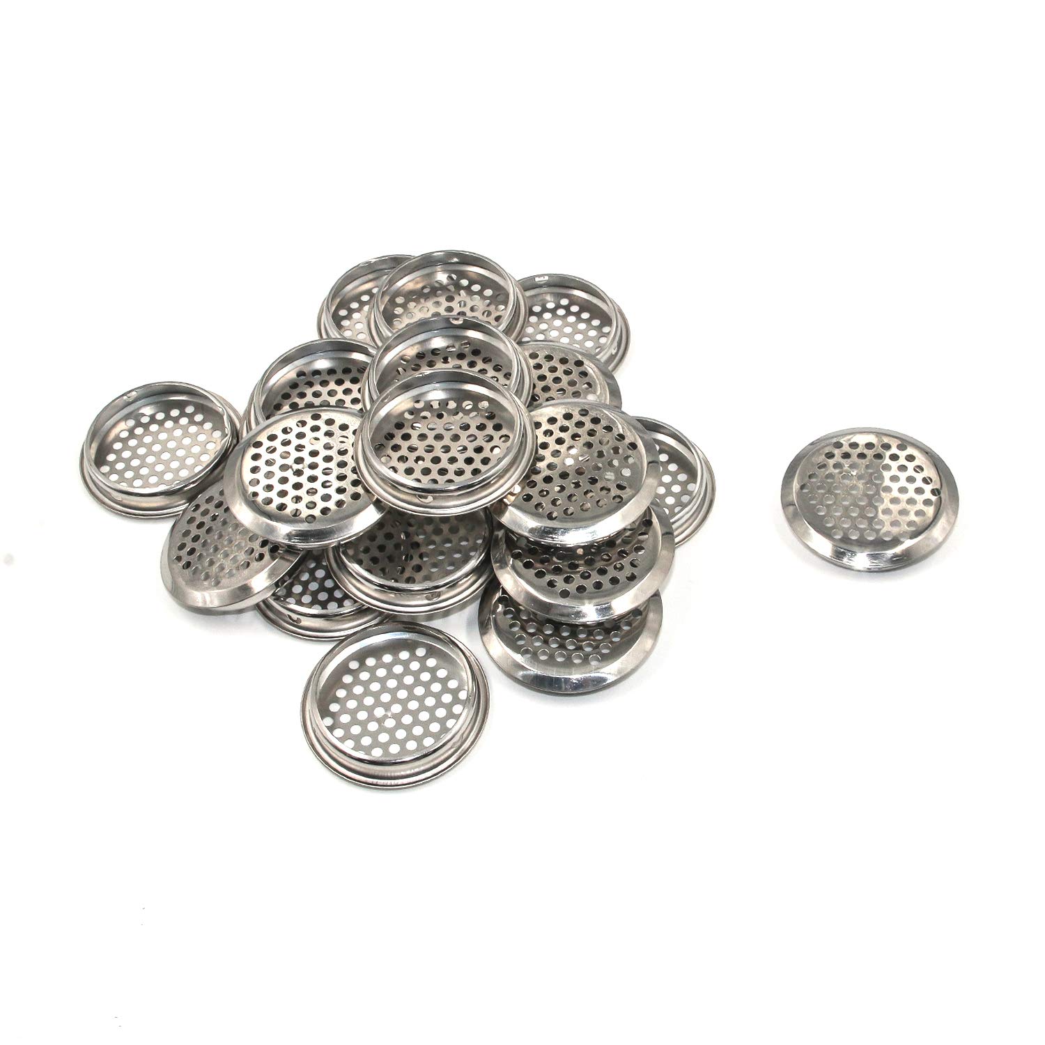 Geesatis 20 Pcs Round Soffit Vent, 2 Inch (53mm) Mounting Diameter, Stainless Steel Mesh - Rustproof & Durable, Silver Louver Ventilation Cover for