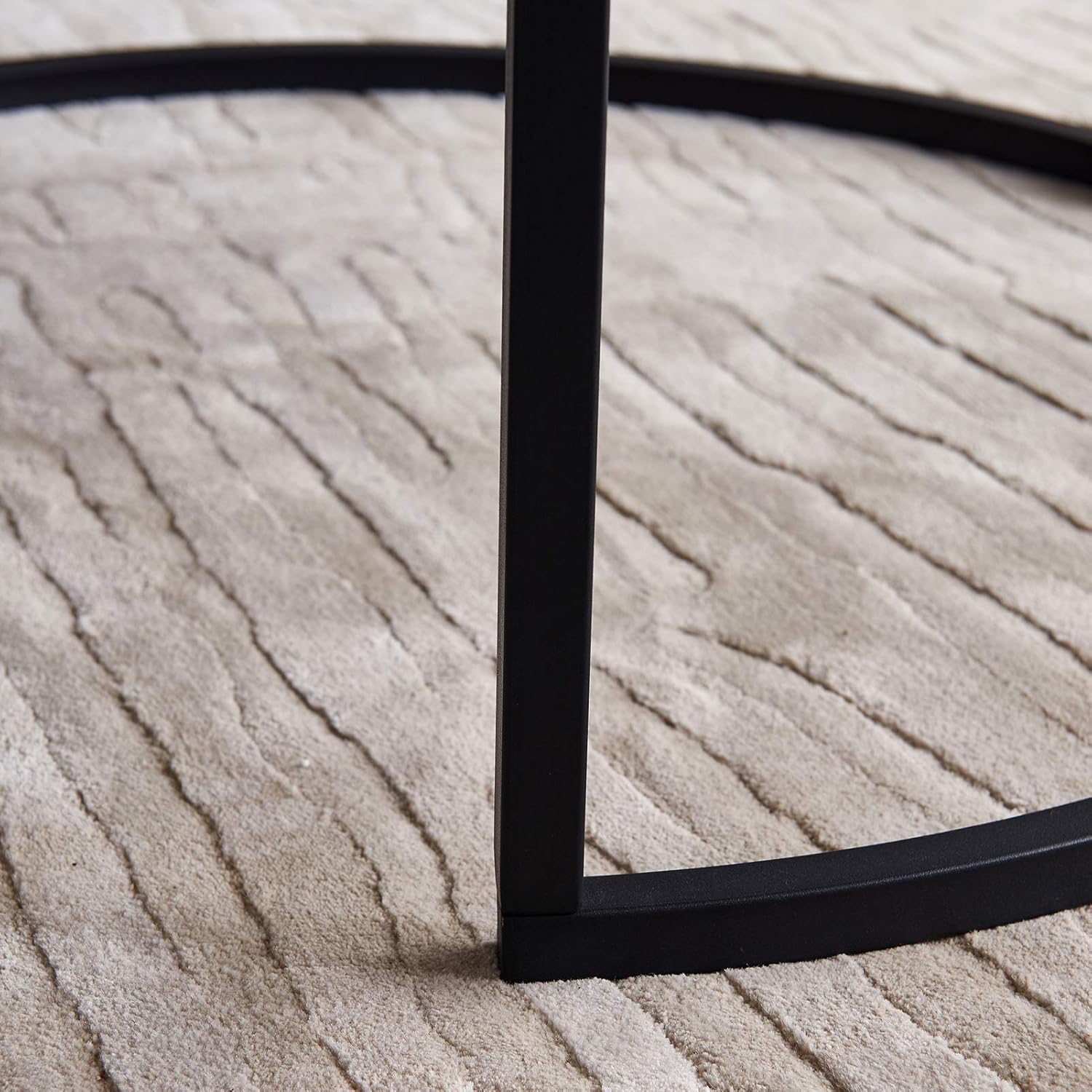 Nlager Round Nesting Coffee Tables Set for Living Room White Modern，Nesting Tables Sofa Side Nest of Tables，End Tables for Bed Room Set of 2 with Solid Metal Frame for Small Space (Black-White) : Home & Kitchen