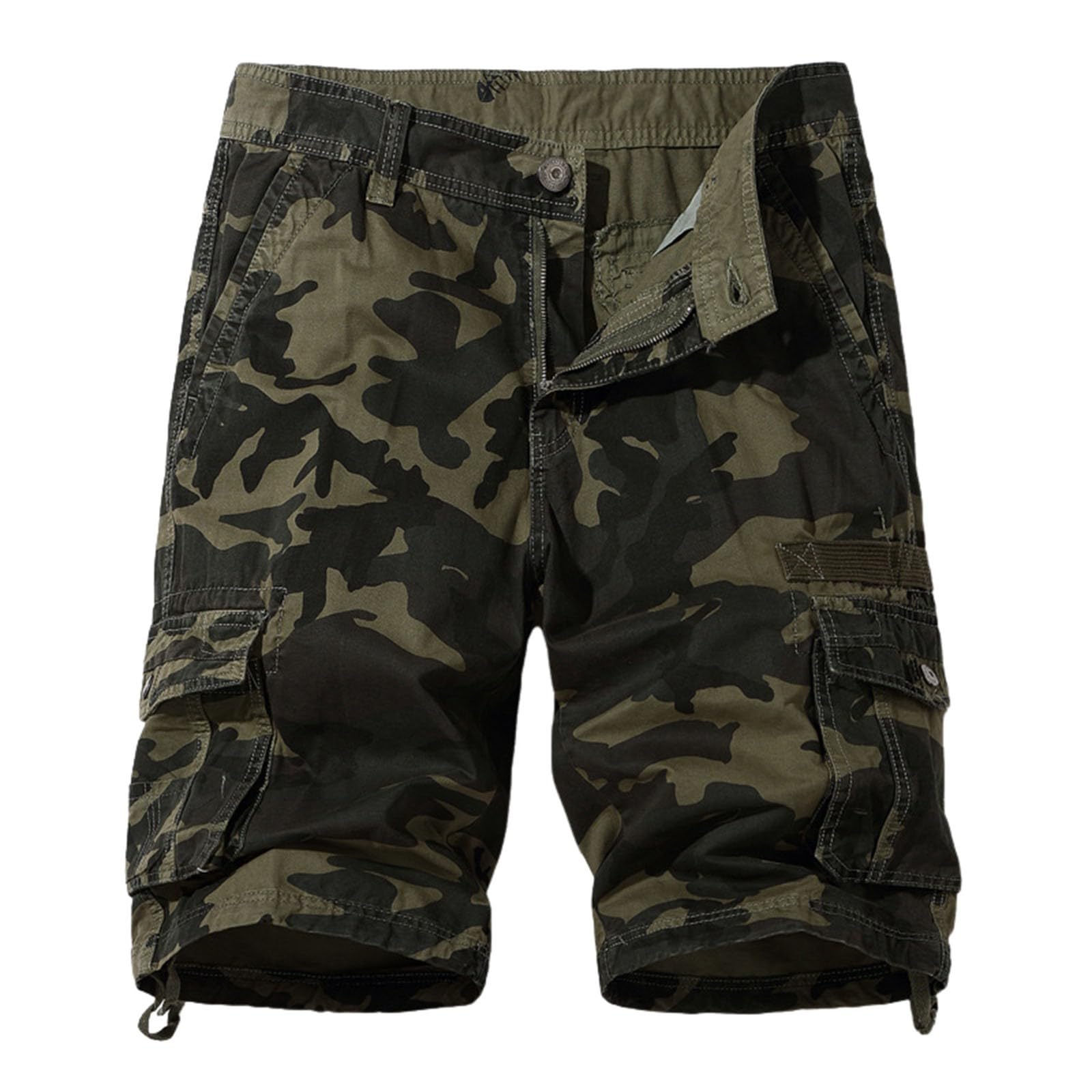 Cargo Short for Men,Relaxed Fit Camo Shorts with Multi Pockets,Outdoor Casual Work Hiking Bermuda Short Knee Length Green S