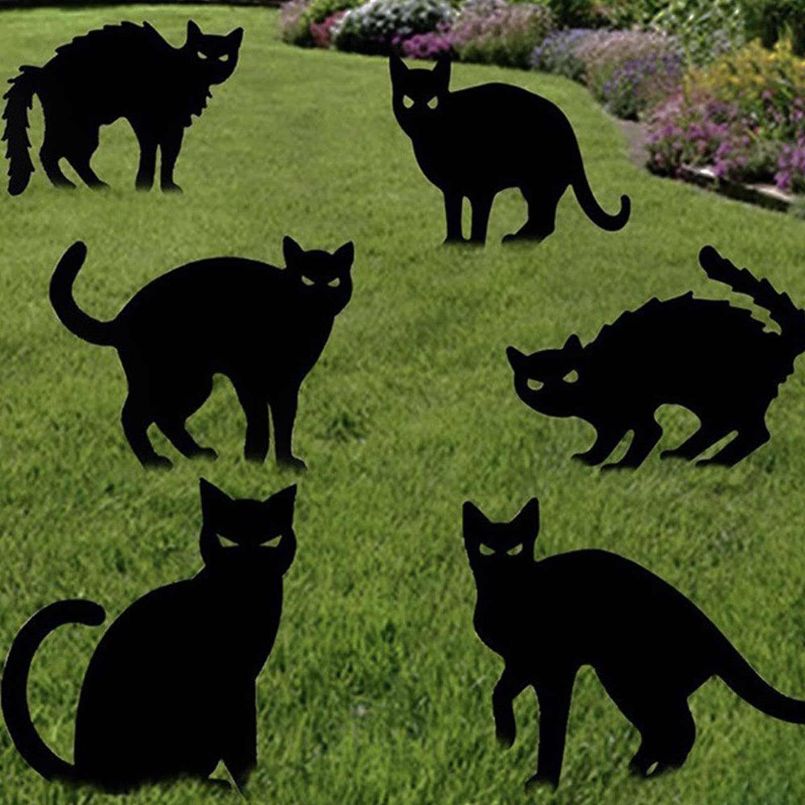 Amazon.co.jp: ハロウィン 黒い猫 飾り 屋外 【6パック/挿入式