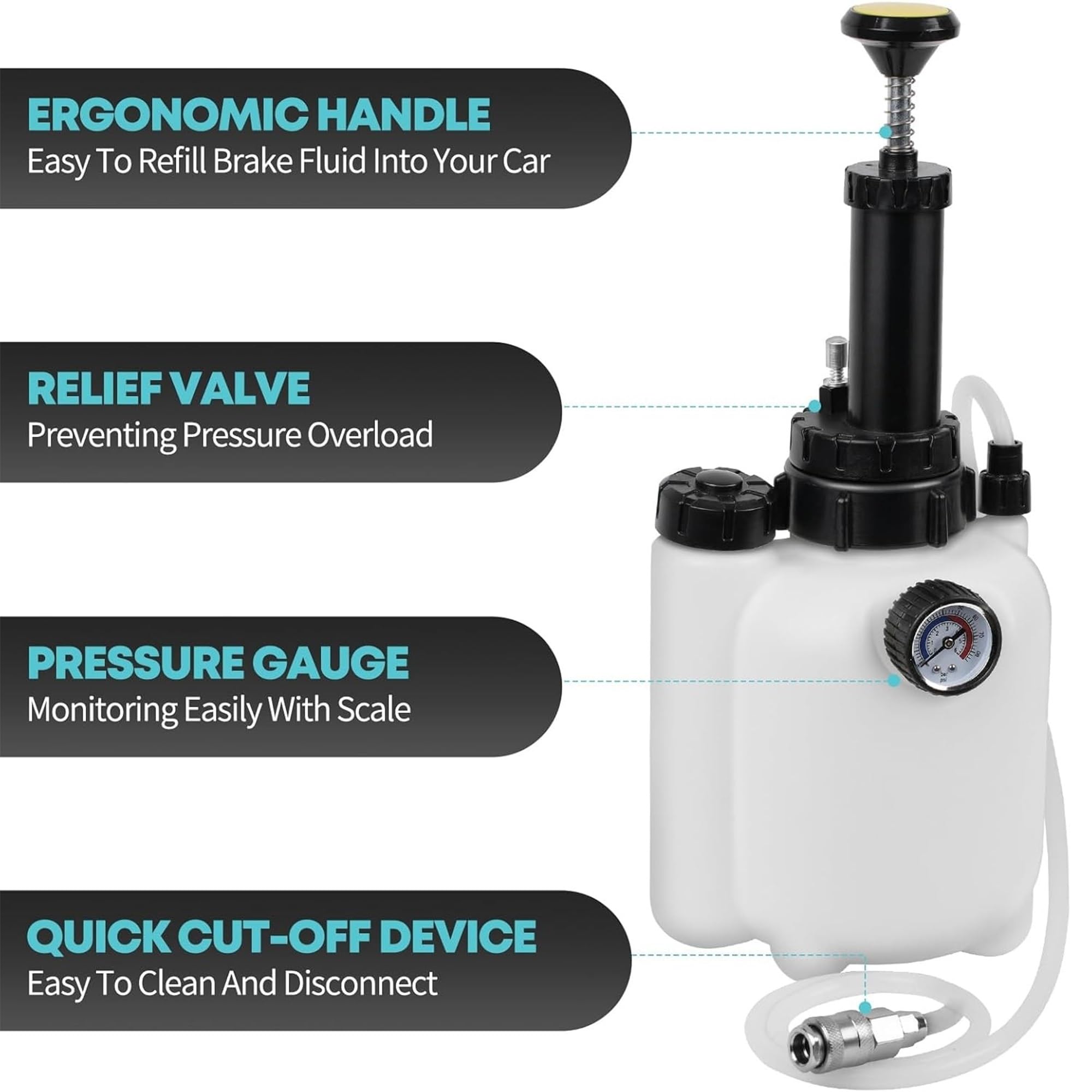 Pinzas de pistones de freno Kit de purga de líquido de frenos Manual para coche, bomba de presión de vacío de 3L, máquina de descarga profesional neumática(Style B 1set)