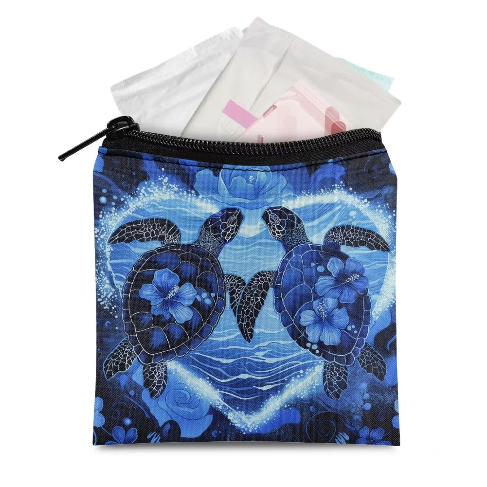 Sea Turtle Period Bag for Women Sanitary Napkin Storage Bag Small Tampon Holder for Purse Reusable Nursing Pad