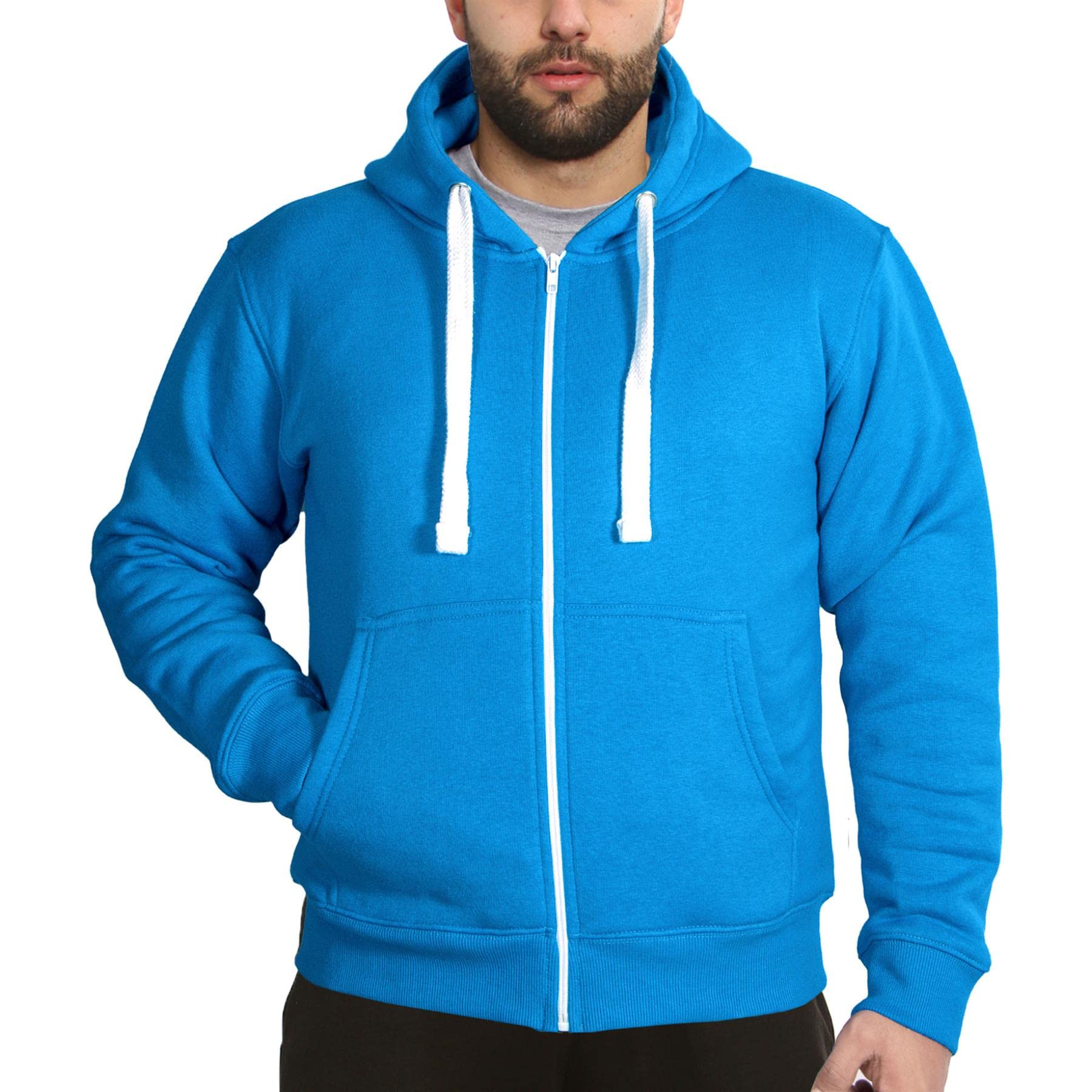 A2z Men's Blue Fleece Zipper Hooded Sweatshirt - Zipper Xxl