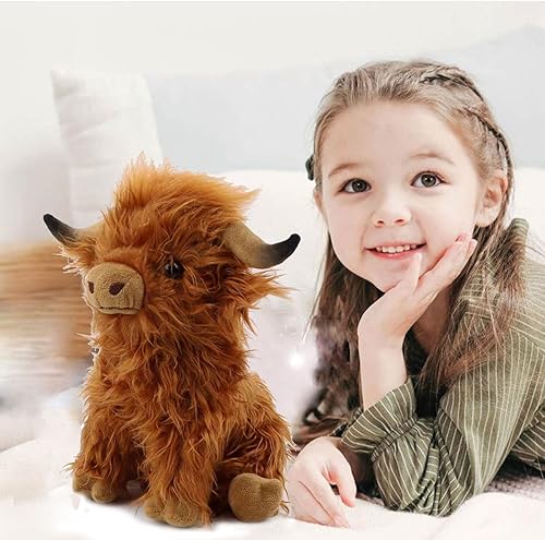 Miniatura 3 de Juguetes de peluche de vaca escocesa de las tierras altas de 11 pulgadas, animales de peluche suaves y tiernos adecuados para decoración del hogar