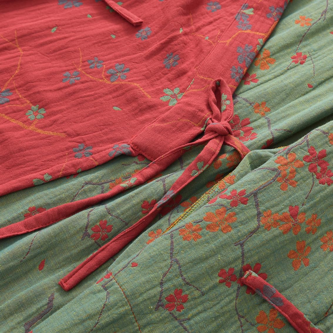 PRINCESS BRIDE Japanisches Yukata-Nachthemd aus Baumwollgaze, Jacquard, weich, atmungsaktiv, Pyjama-Set für Damen