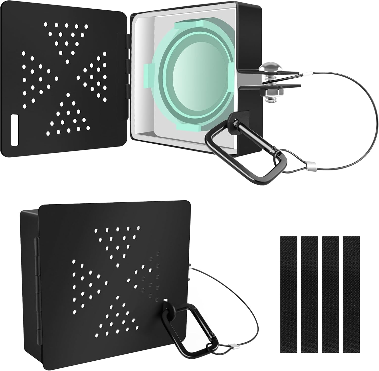 2 Pack Carbon Steel RV Bumper End Cap, For 4 Inch Standard Square Camper Bumpers Sewer Hose Storage Protective Cover with Ventilation Holes, Anti-rust Coating, Trailer Motorhome Outdoor Accessories