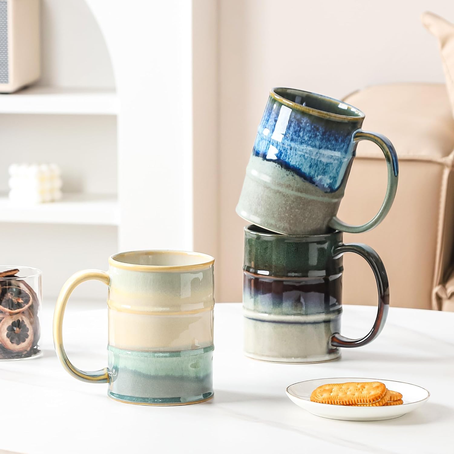 Coffee Mug, 22 oz Beer Mugs Large Ceramic Coffee Mug Tea Cups, Handmade Mug with Big Handle for Office and Home, Dishwasher and Microwave Safe (Rock Green) - Image 5