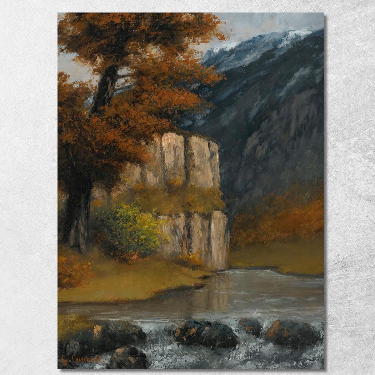 Tableau Courbet Ornans grand format | Cadre inclus prêt à suspendre pour mur vide