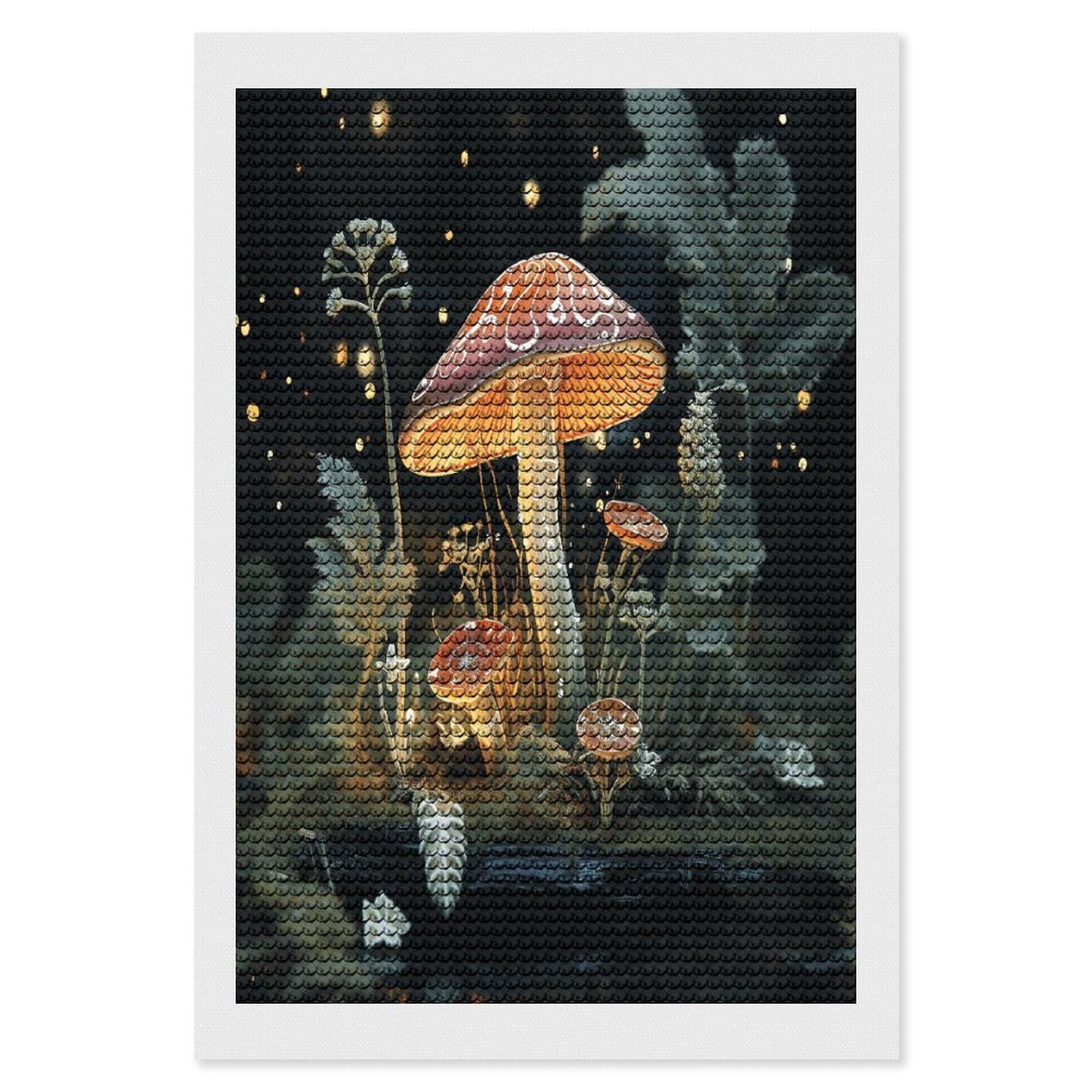 FekiLoot Diamond Art Kits for Adults, DIY 5D Butterfly Mushroom Diamond Painting Kits for Beginners, Full Round Drill Diamond Dots Painting Gem Art Crafts for Home Wall Decor & Gift 8"x12"