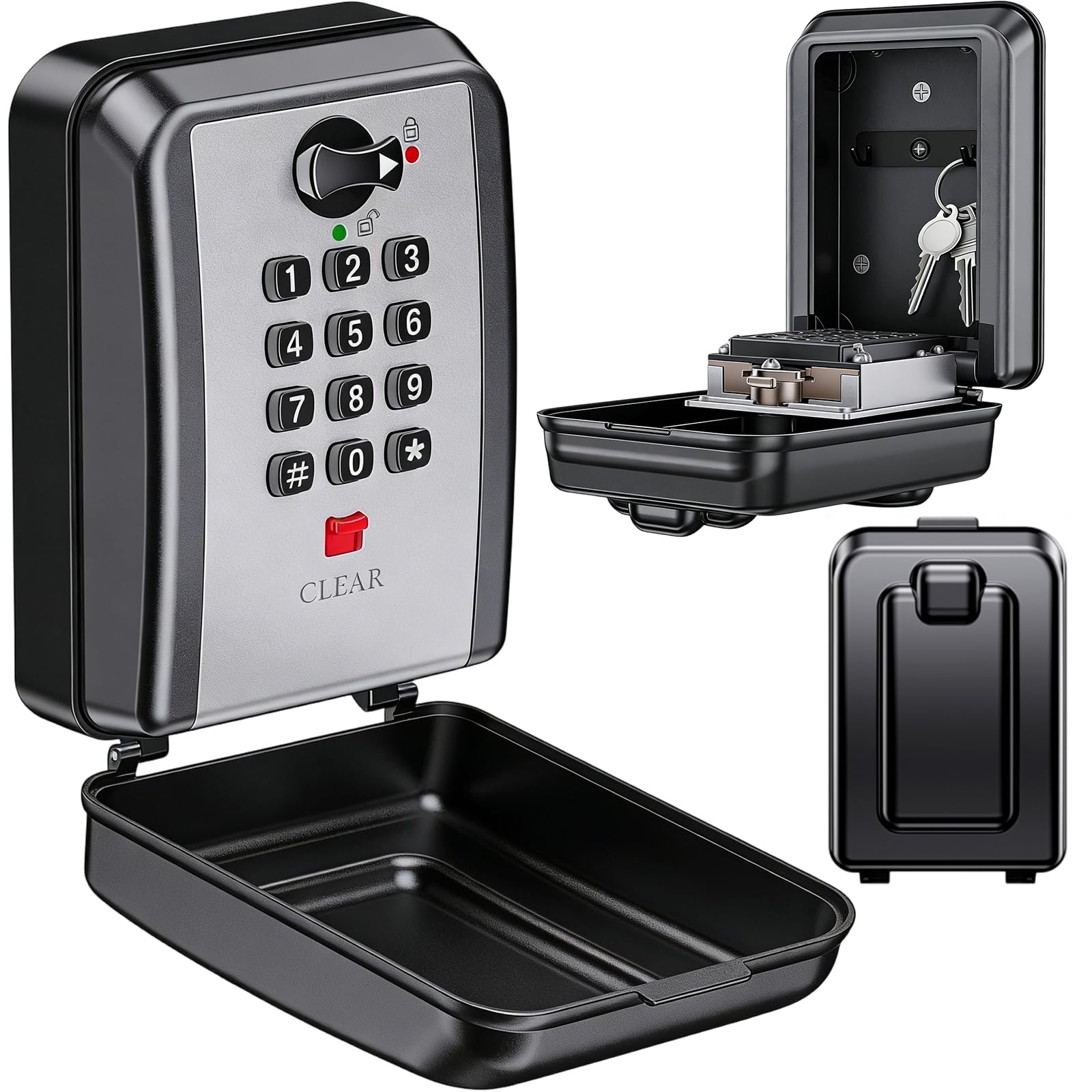 Caja de Seguridad para Llaves, 12 Dígitos Combinación, Impermeable y de Gran Capacidad, Caja Fuerte Pared Exterior para Hogar, Oficina, Garaje, Escuela, Código Restablecible