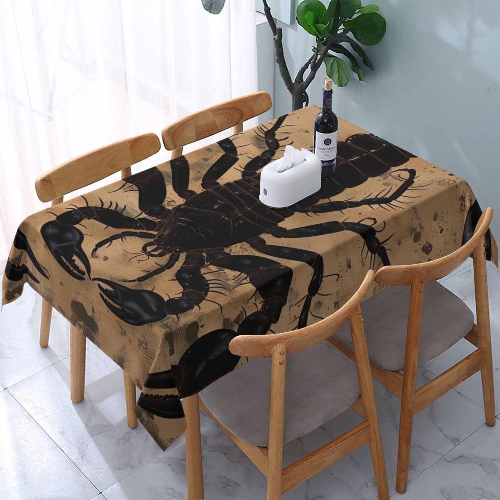 WPKJU Scorpion Printed Tablecloth Water Resistant Table Cover Washable Rectangle Table Cloth for Tables 54x72 in