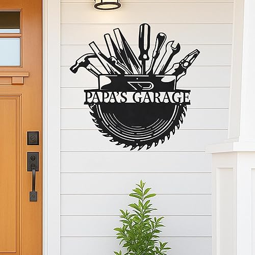 Miniatura 5 de Letrero de Metal Personalizado para Taller de Garaje Arte de Pared con Nombre de Herramienta Personalizado para Decoración de Taller Mecánico de
