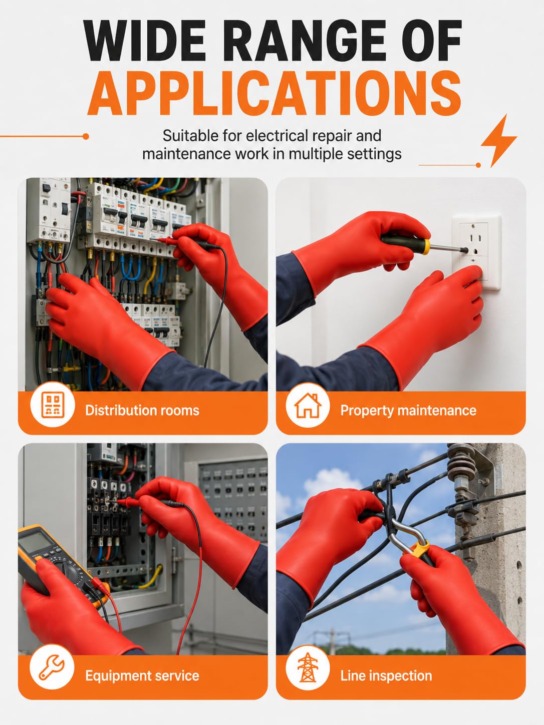Rękawice Elektroizolacyjne, 1 Para Gumowych Rękawic Izolacyjnych Wysokiego Napięcia Klasy 00 Do Naprawy Elektryków 12KV