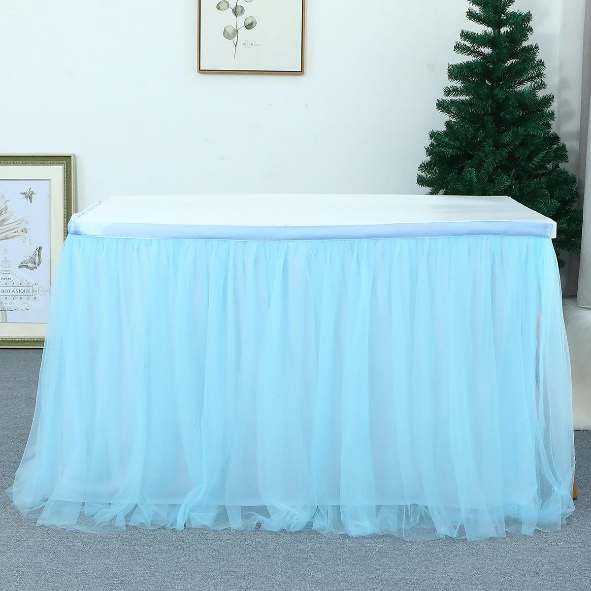 Fioletowa czarna siatka puszysta tutu tiulowa spódnica stołowa szyfonowa spódnica na stół ślub na baby shower impreza falbana plisowana spódnica na stół