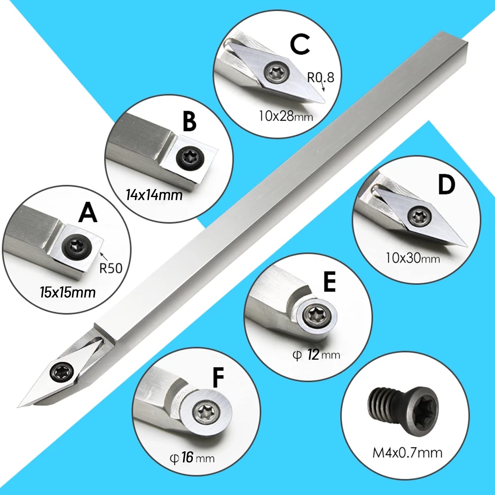 TASP-Outils De Tournage Du Bois Avec Pastilles Au Carbure, Outil De Creusage Col De Cygne, Manche En Aluminium, 6 En 1