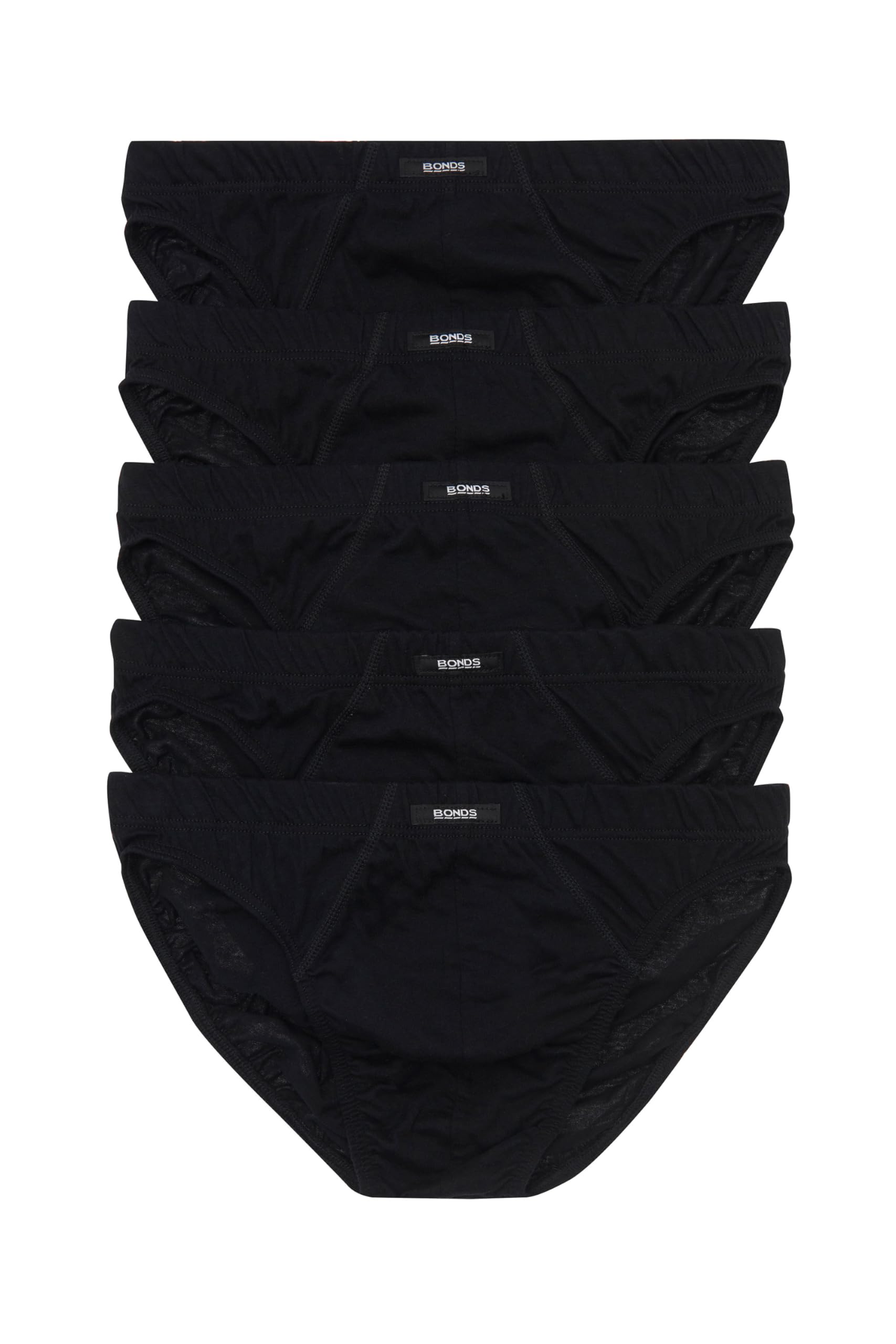 Bonds Men's Underwear Cotton Action, Black Pack (5 Pack), L