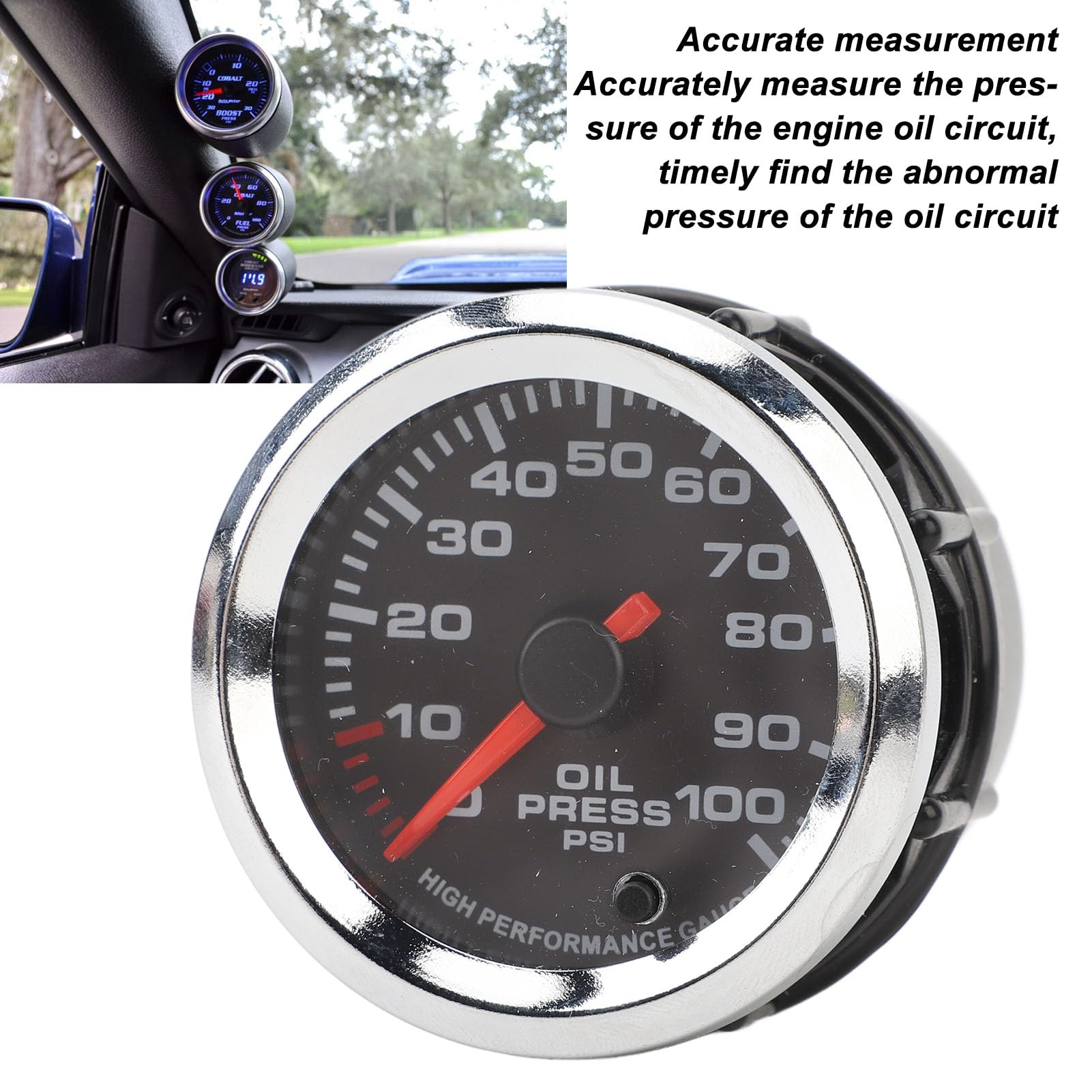 Aramox Manometro Digitale Pressione Olio Auto, Display 12V, 52 mm, 0-100 PSI, Alta Precisione