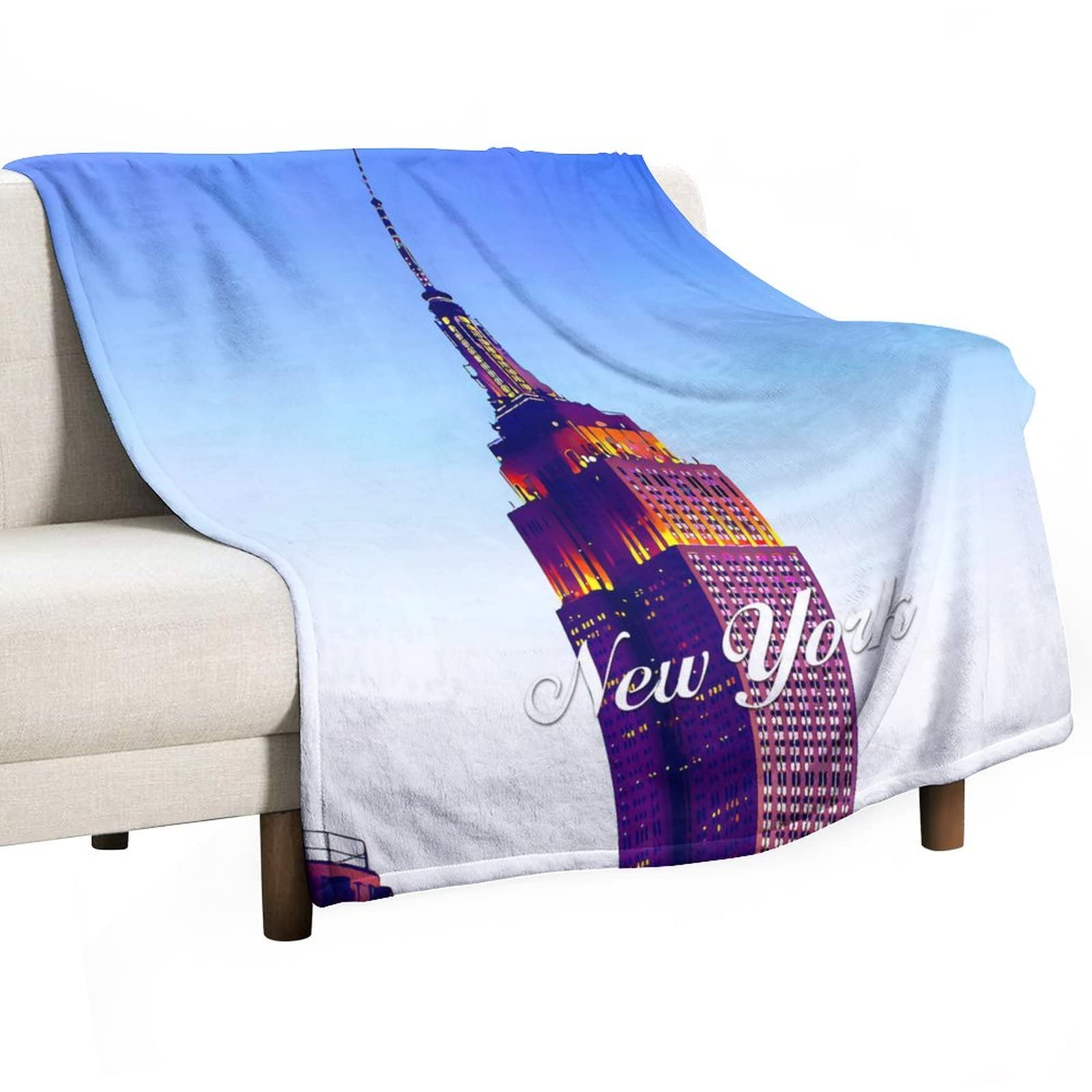 Couverture duveteuse motif gratte-ciel, plaid en flanelle de qualité supérieure