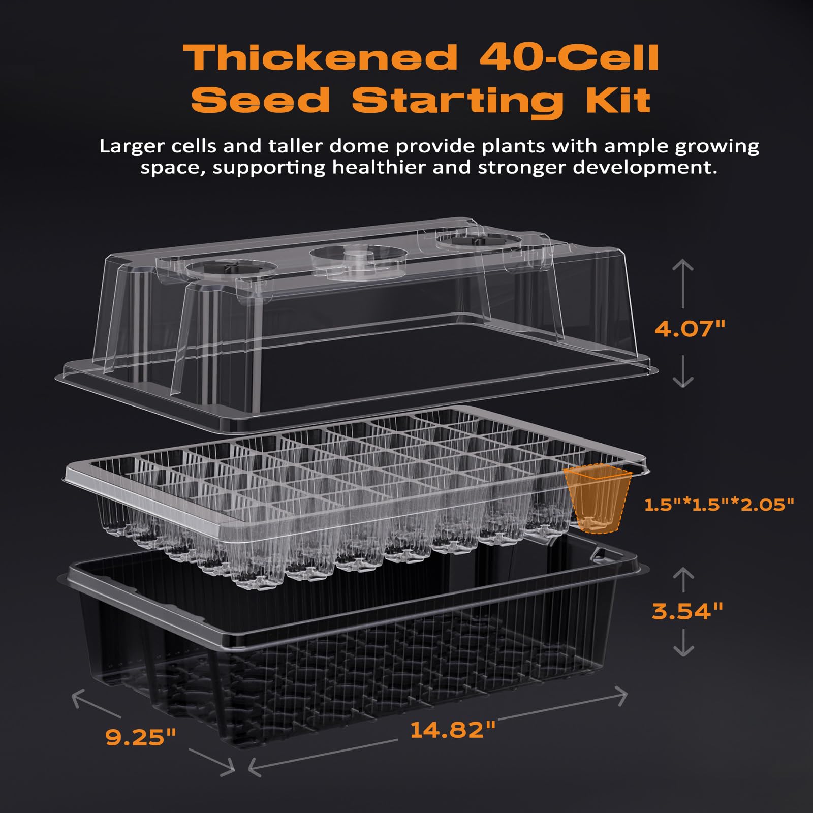 Patigrow Vassoio di avviamento per semi autoirrigante a 80 celle con luce di coltivazione, kit di avviamento per semi con cupola di umidità da 10,3 cm, vassoio iniziale per piantine da interno, vassoi