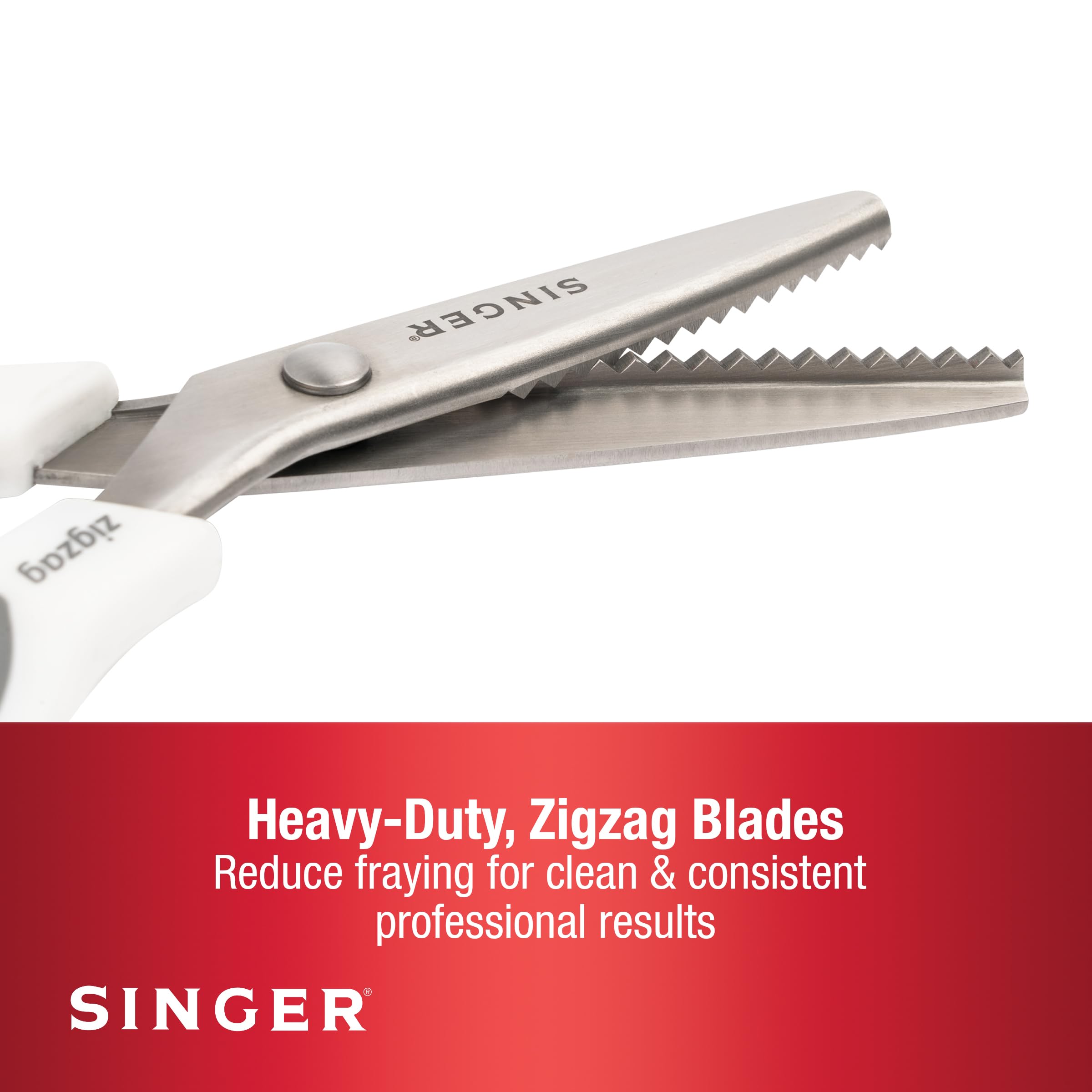SINGER Tijeras dentadas de 22,86 cm, tijeras en zigzag para tela, color blanco