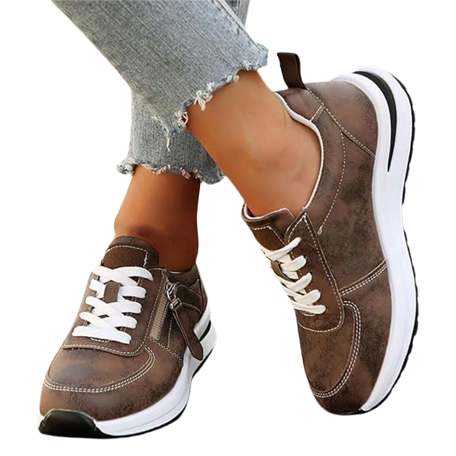 Sandalias cerradas delante de mujer deportivas – Zapatillas de goma para mujer cerradas zapatillas ligeras transpirables zapatillas de trabajo suave cremallera zapatos para caminar cordones malla