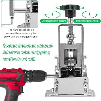 4-Piece Cable Peeler Set, Stripper with Allen Wrench, Wrench and Screws, Manual or Electric 2-in-1 Wire Stripping Machine, for Wire Recycling