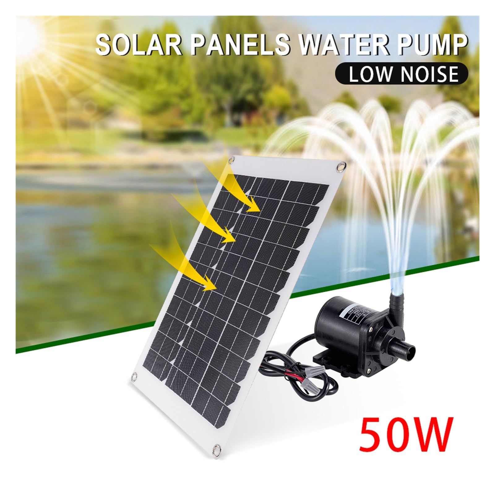 Fontana Solare da Giardino Esterno, Pompa ad acqua solare senza spazzole DC 12V Pompa sommersa Pannello solare Elettromagnetico Anfibio Giardino Acquario Pompa acquario(Solar Panel and Pump)