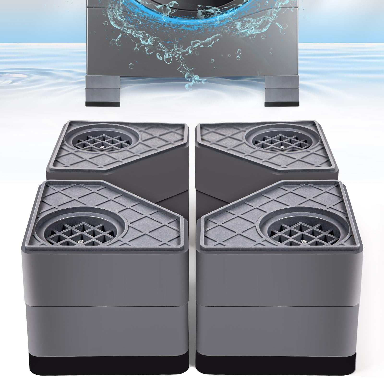 4Pcs Anti Vibration Pads for Washing Machine, Stops Washer Dryer Moving, Prevents Noise, Vibration Transfer, Antivibration Stabilizer Support Feet (Increase3.14in)