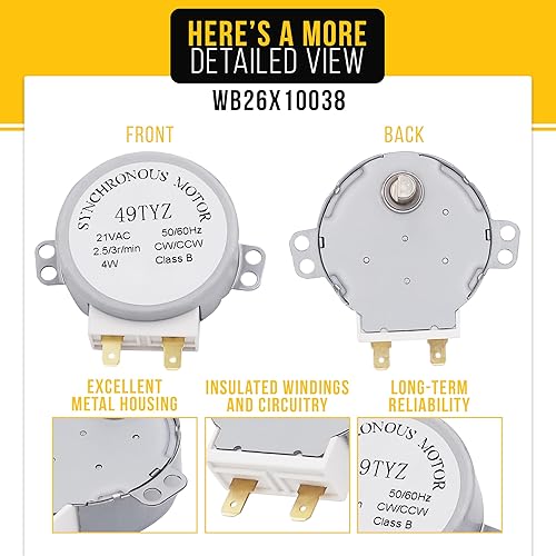 Miniatura 3 de PartsBroz WB26X10038 - Motor giratorio compatible con microondas General Electric Hotpoint Kenmore - Sustituye a AP2024962 769741 AH237772 EA237772