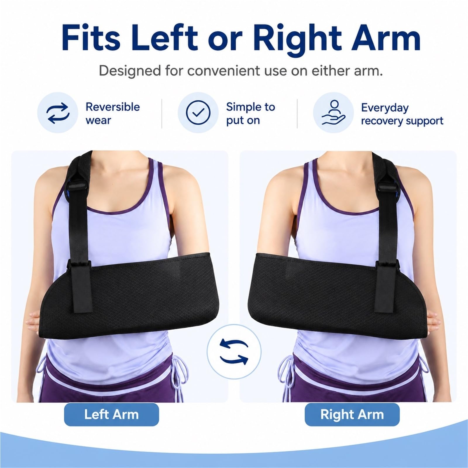 Cabestrillo para Brazo Inmovilizador de Hombro para Hombre y Mujer, Soporte Ajustable Acolchado para Manguito Rotador, Fracturas y Luxaciones, Correa Transpirable(L)