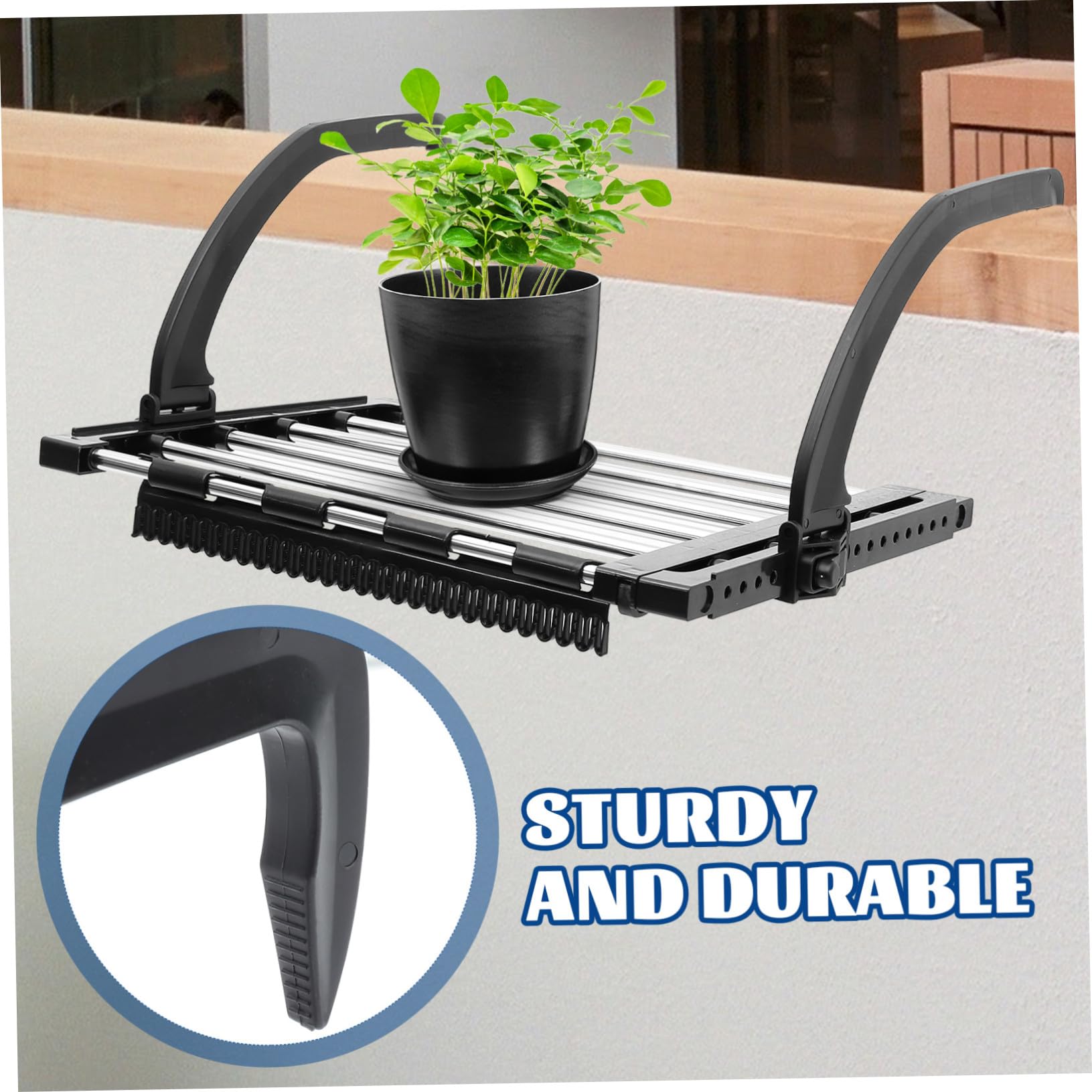 Stendibiancheria Da Balcone Antivento in Acciaio Resistente 42-73 Cm, Appendiabiti Per Calzini 4 Fermavento e 1 Clip, Pieghevole e Salvaspazio Per Casa e Balcone