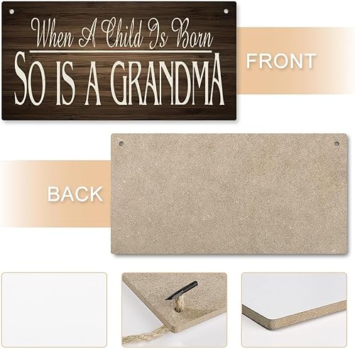 Miniatura 4 de Letrero colgante de madera con texto en inglés When A Child Is Born, So Is A Grande, decoración de puerta colgante de madera rústica para puerta